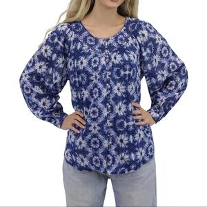 🍀 Beach Lunch Lounge Penelope Print Embroidered Button Down Top